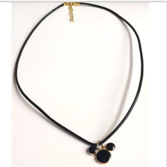 Gold Mickey Mouse Necklace Leather Ears 19" Disney - Picture 4 of 8